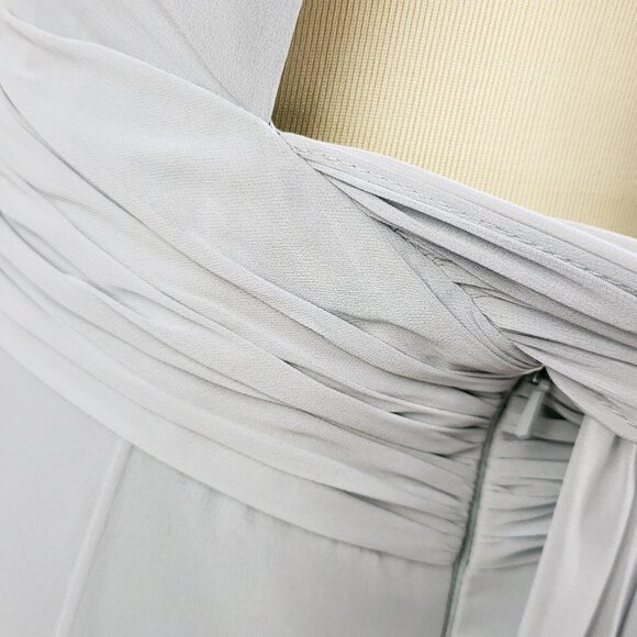 Vivian Diamond dessy collection open back draped front dress in platinum sz10 - Picture 6 of 10